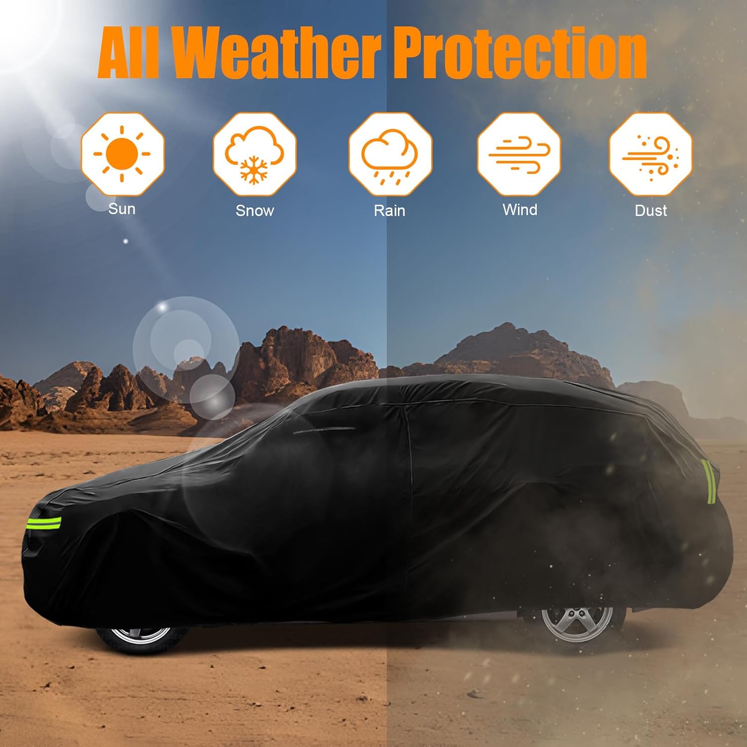 Waterproof Car Cover Compatible with 2001-2009 Jaguar X-Type, 6 Layers All Weather Classic Car Covers with Inner Cotton&Zipper Door and Windproof Bnads for Snow Rain Dust Protection