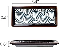 Vista 3 de Artcome Juego de vajilla de cerámica de estilo japonés de 8 piezas para boda de inauguración de la casa, 2 platos de sushi, 2 platos de salsa, 2