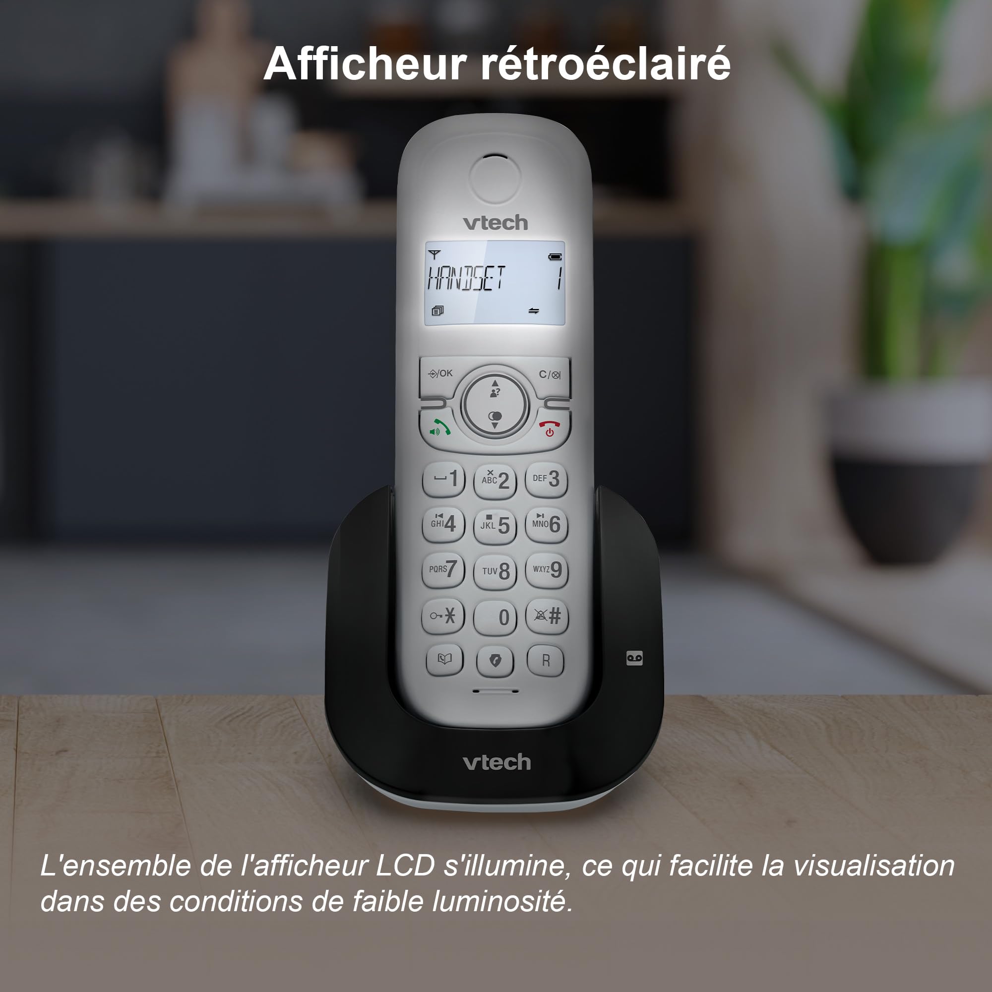 VTech CS1551 Bezprzewodowy telefon DECT z 2 słuchawkami z ładowarką, automatyczną sekretarką, blokadą połączeń, identyfikatorem dzwoniącym/połączenia oczekującego, głośnikiem, podświetlanym ekranem i