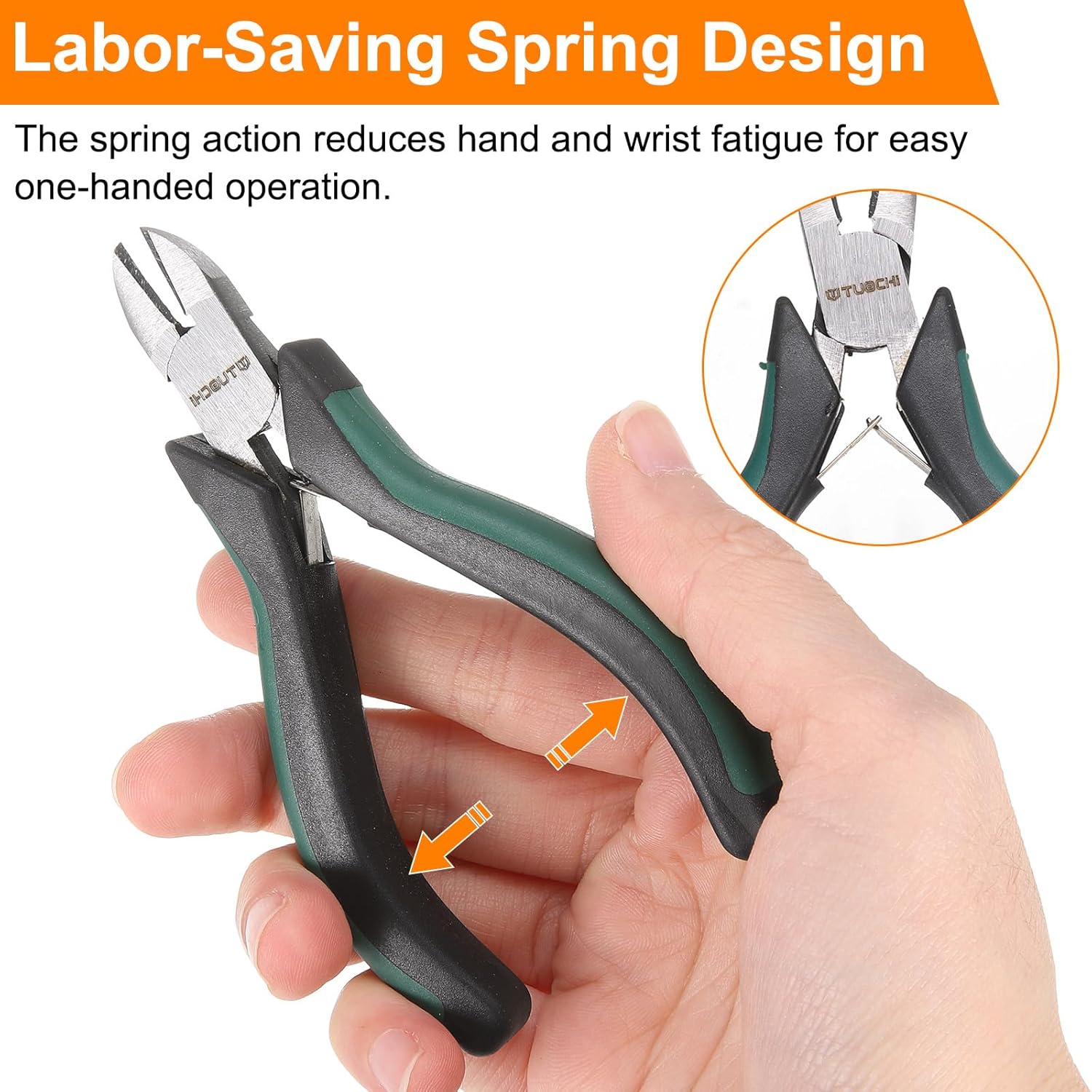 HARFINGTON Mini Diagonal Pliers 5" Wire Cutter Small Side Cutters with Non-slip PVC Handle Jewelry Pliers for Beading Jewelry Making Wire Wrapping DIY Craft Hobby, Green - Image 4