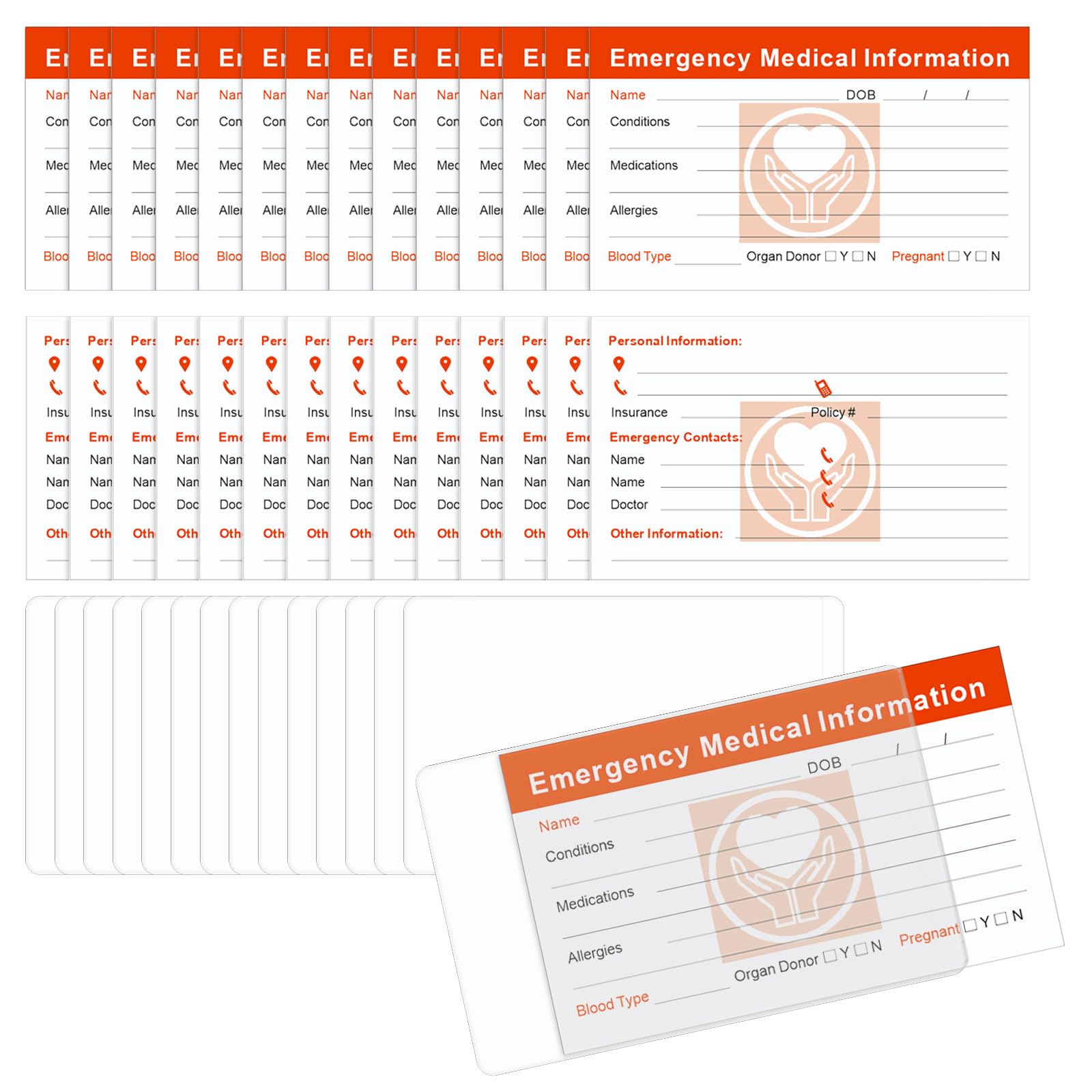 Amazon.com : MotiMind 50 Pcs Emergency Medical Information ID Card ...