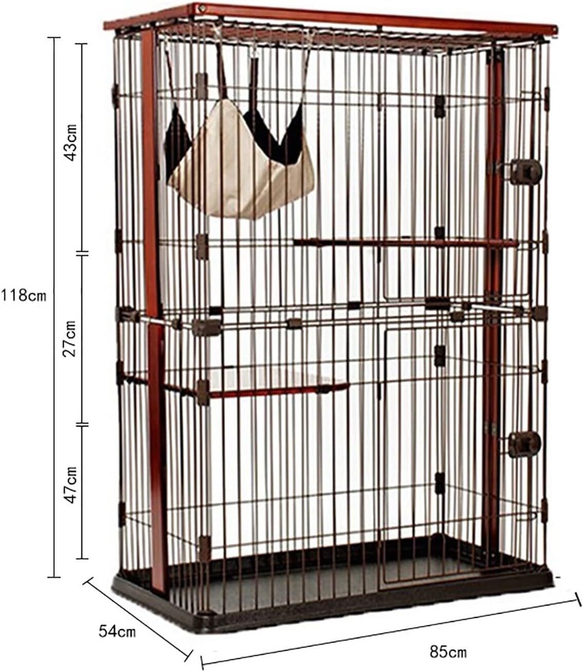 Cuccia for Animali Domestici: Struttura in Legno, Rete Metallica e scaffali(71x57x84CM)