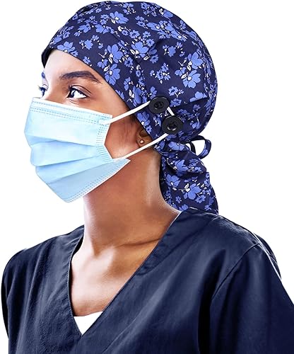 Miniatura 7 de Gorro de trabajo forrado de satén con botón para mujeres de cabello largo