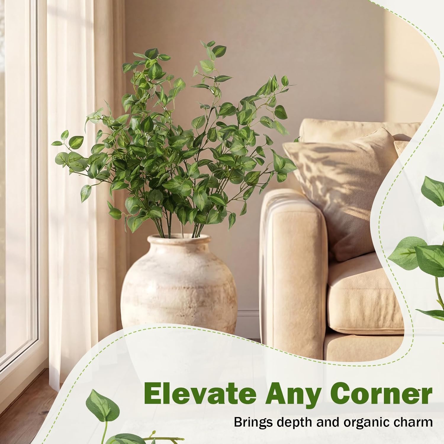 Giegxin 6 Pcs 31.5 Inch Artificial Eucalyptus Greenery Stems Faux Leaves Branches Fake Plants Spray for Wedding Centerpieces Vase Filler Home Kitchen Farmhouse Spring Decor Office Party Decoration