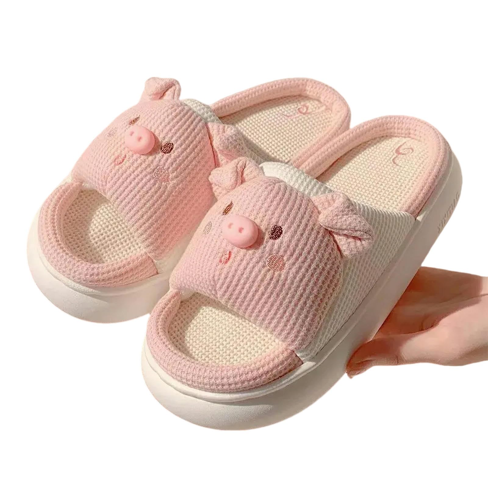 Pantofole Pantofole Per Donne Scarpe Da Casa In Cotone In Lino-rosso-40-41