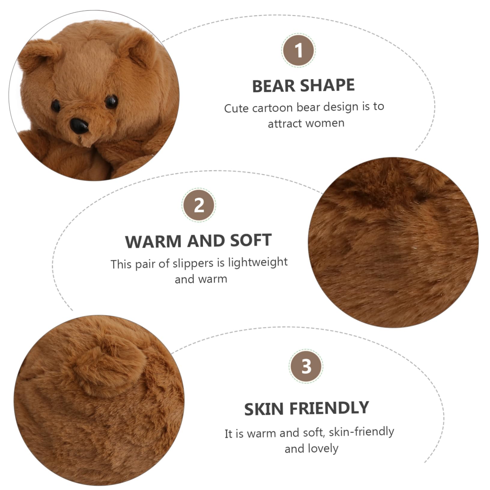GALPADA Pantofole a Forma Di Orsacchiotto Pantofole Soffici Dei Cartoni Animati Pantofola Dell'orso Del Fumetto Pelose Da Casa Peluche Brown
