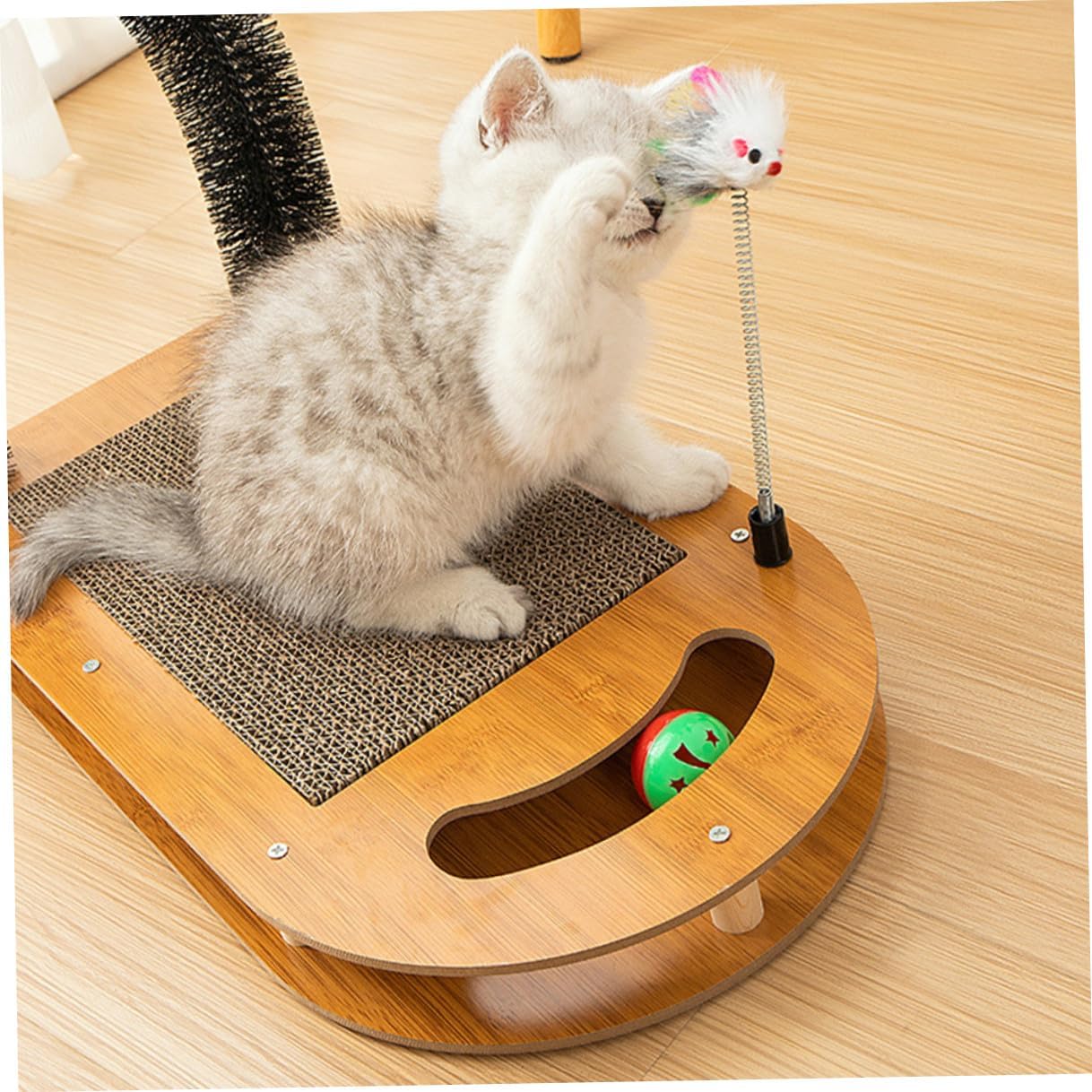 IMIKEYA Replaceable Kitten Scratcher Pad with Ball, Wear-Resistant Cat Scratching Board, U-Shaped Multi-Function Indoor Cat for Hair Removal and Claw Training