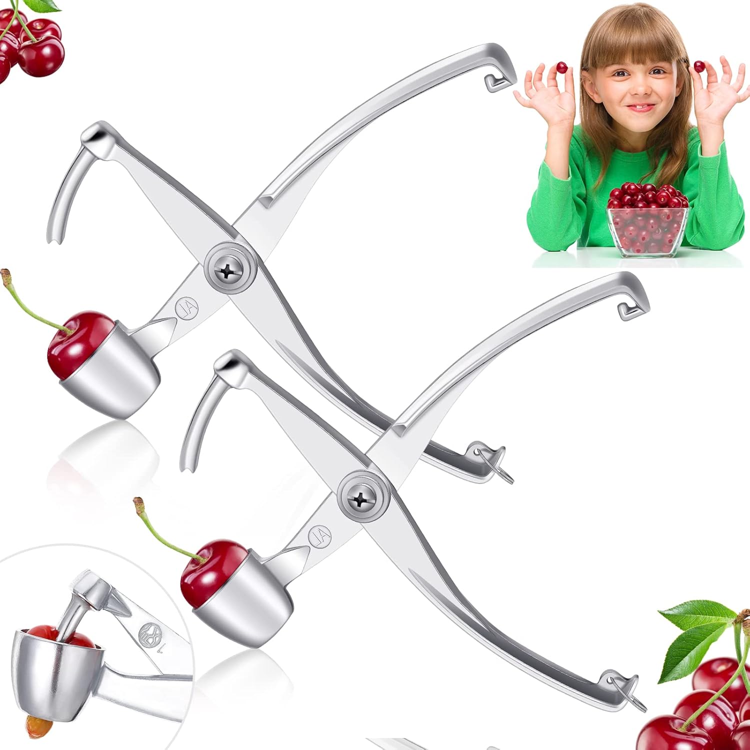2 Pieces Cherry Pitter Tool, Aluminum Alloy Cherry Corer