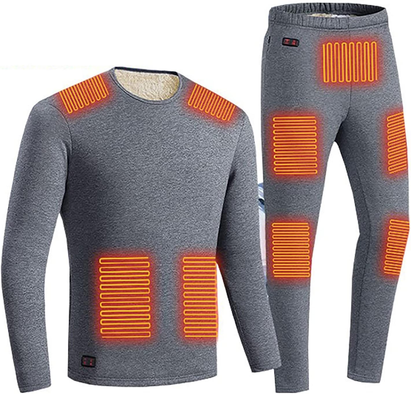 Heating Thermal Underwear for Men Winter Long Top + Pants USB Charging Heating Body Suit Thickened Coldproof Ski Base Layer