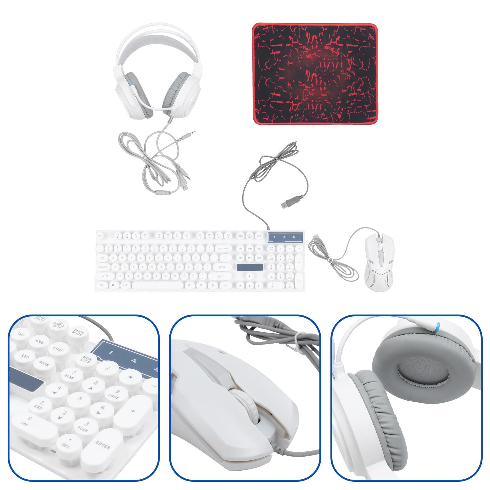 Set Tastiera e Mouse Ergonomici da Gaming Retroilluminazione Rgb, Materiale Abs Resistente, Design Elegante e Funzionale per Ufficio e Gioco, Colore Bianco