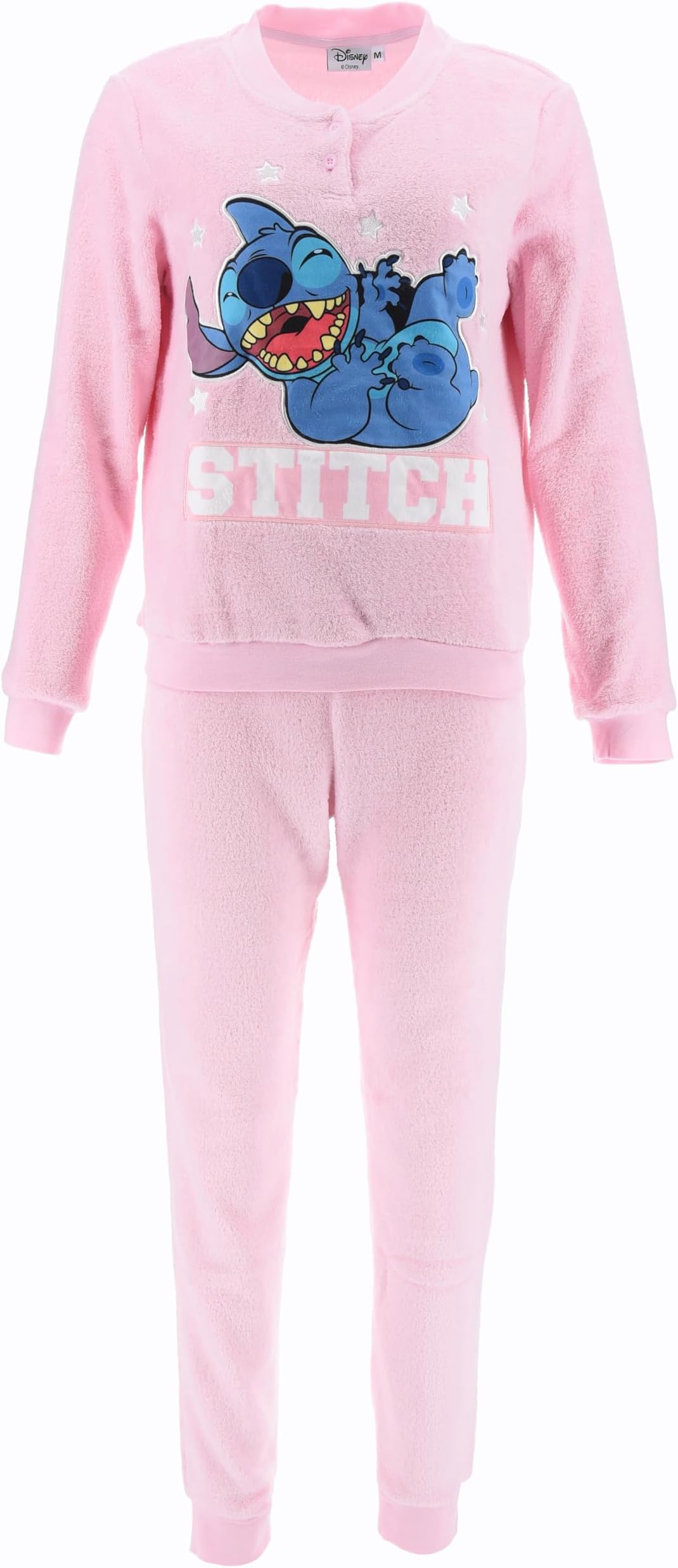 Disney Stitch Pyjamas for Women, 2 Piece Soft Fleece Pyjamas, T-Shirt and Long Bottoms, Gift for Women and Teenagers