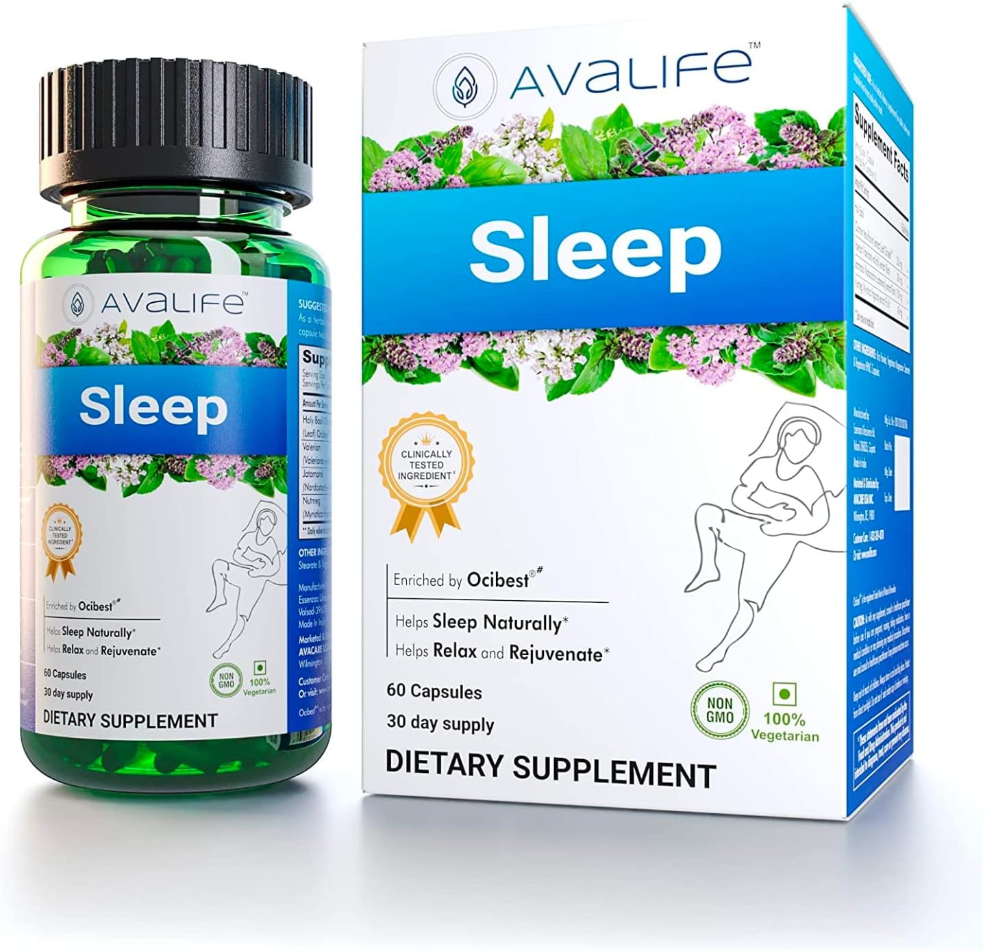 Avalife Sleep - Herbal Sleep Aid (60 Capsules) Natural Sleep Support with Valerian Root - No Melatonin | Gluten-Free, Vegetarian, Non-GMO