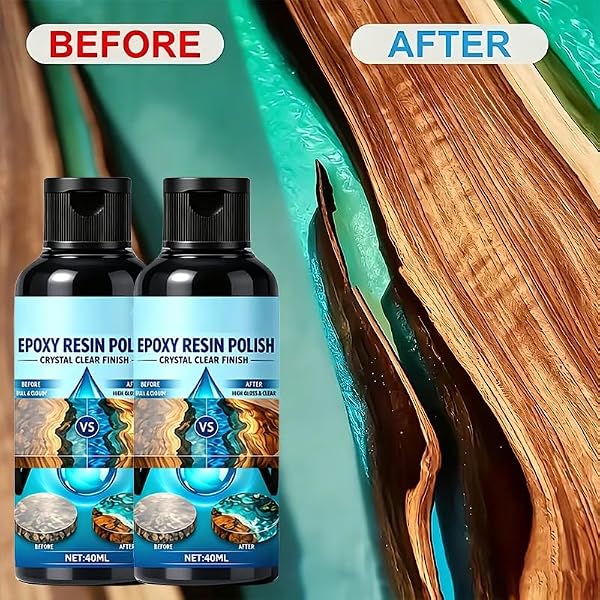 2PCS Epoxy Resin Polish High Gloss Finish Cleaner 40ml, Fast Long Lasting Sanding Set with Sponge - 1