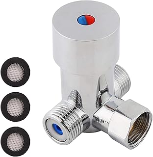 Thermostatic Mixer Valve, Brass G1/2 Hot Cold Water Mixing Valve Temperature Control for Automatic Faucet
