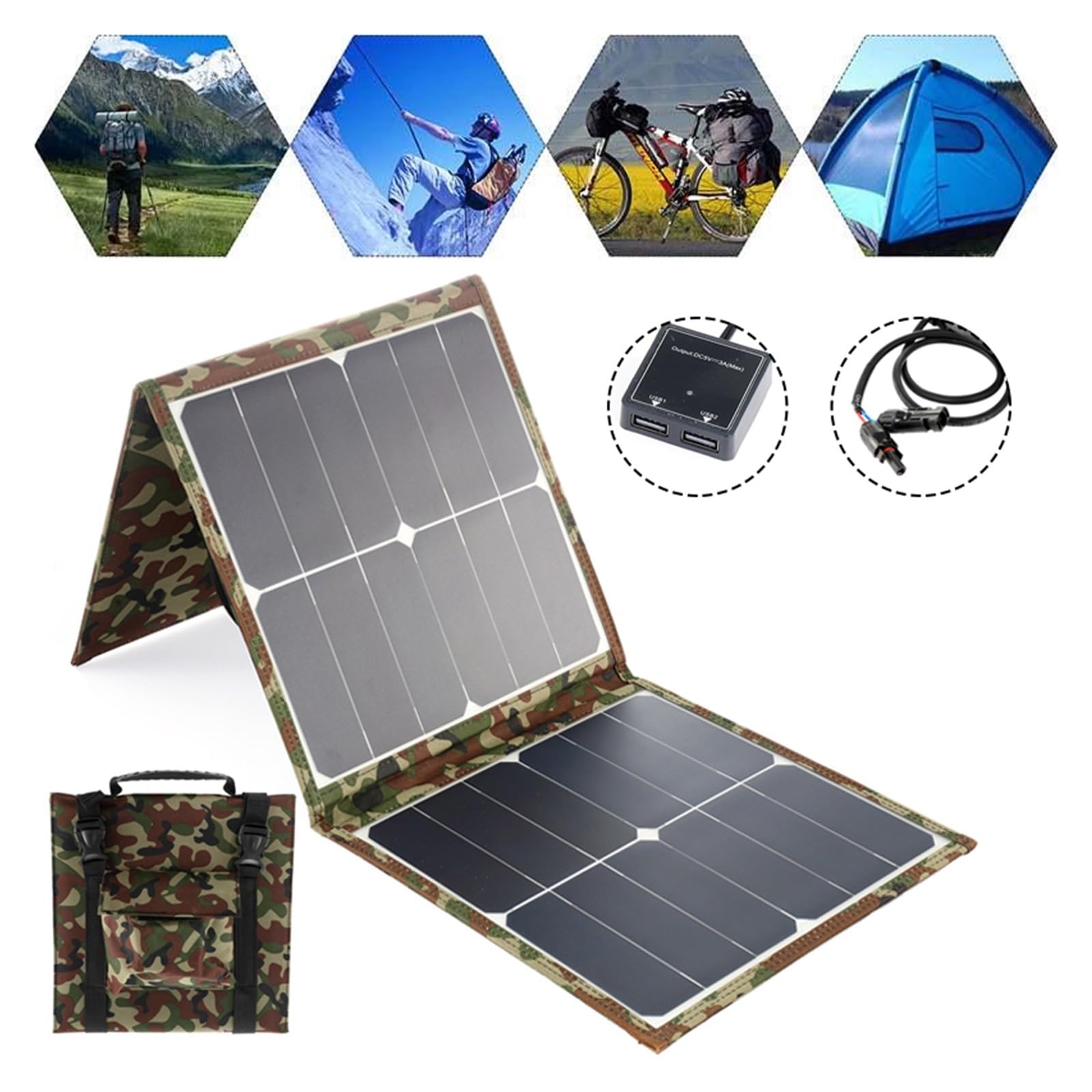 Składany panel słoneczny 300 W Zestaw ładowarki USB Kompletny powerbank Smart Phone Przenośny składany akumulator Camping Idealny Wynik