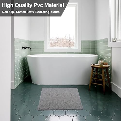 Miniatura 6 de Tapete de ducha antideslizante sin ventosas de 24 x 24 pulgadas, tapete de baño de esponja de PVC para superficie de bañera texturizada, ducha,