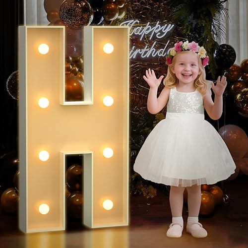 Miniatura 200 de Mixifox Letras V de marquesina de 3 pies, letras grandes iluminadas de 3 pies de alto con luces, letra de bebé grande para baby shower, boda