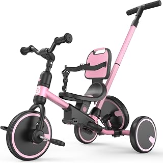 besrey 5-in-1 Toddler Tricycle for 1-3 Years, Grow with Me Kids Bike | 5 Modes, Safety Seat with Backrest & Harness, Adjustable Parent Steering with Push Handle, Indoor & Outdoor Riding