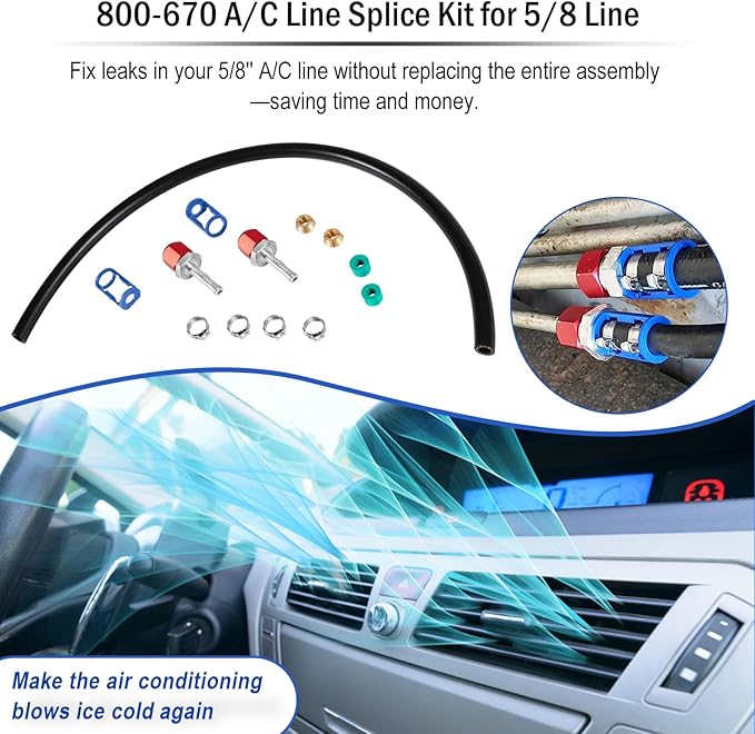 Kit de Empalme para Línea A/C 5/8'' con Manguera No.10, Conector de Reparación miniatura 6