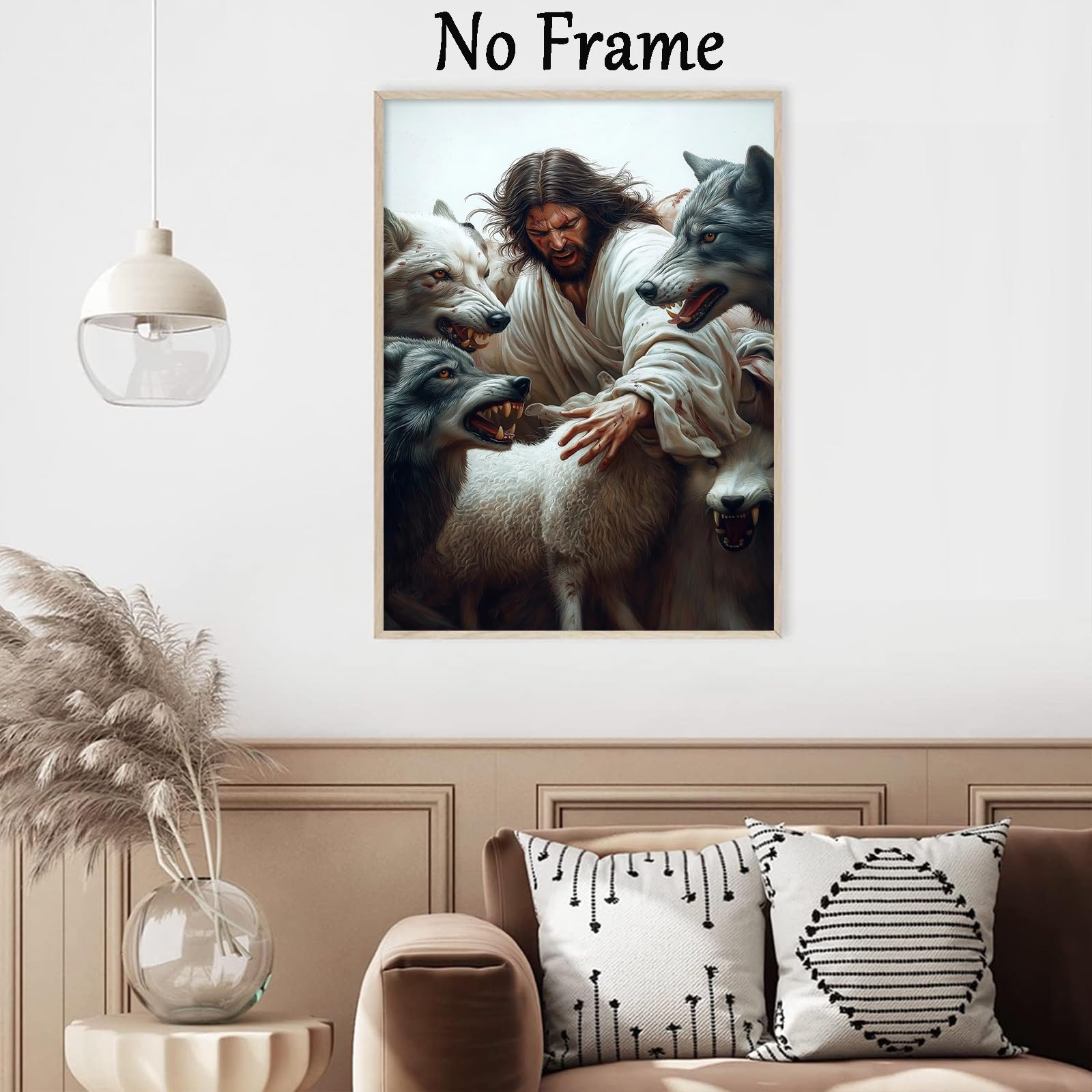 Jesus Lamb Canvas - Inspirational Christian Wall, 30x40cm
