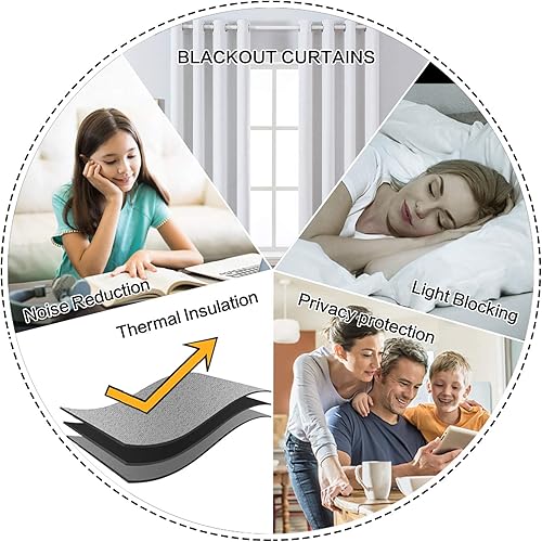 Vista 7 de MIULEE - Cortinas blancas opacas con textura de lino para dormitorio o guardería, con aislamiento térmico, con ojales, para sala y decoración, 52 x