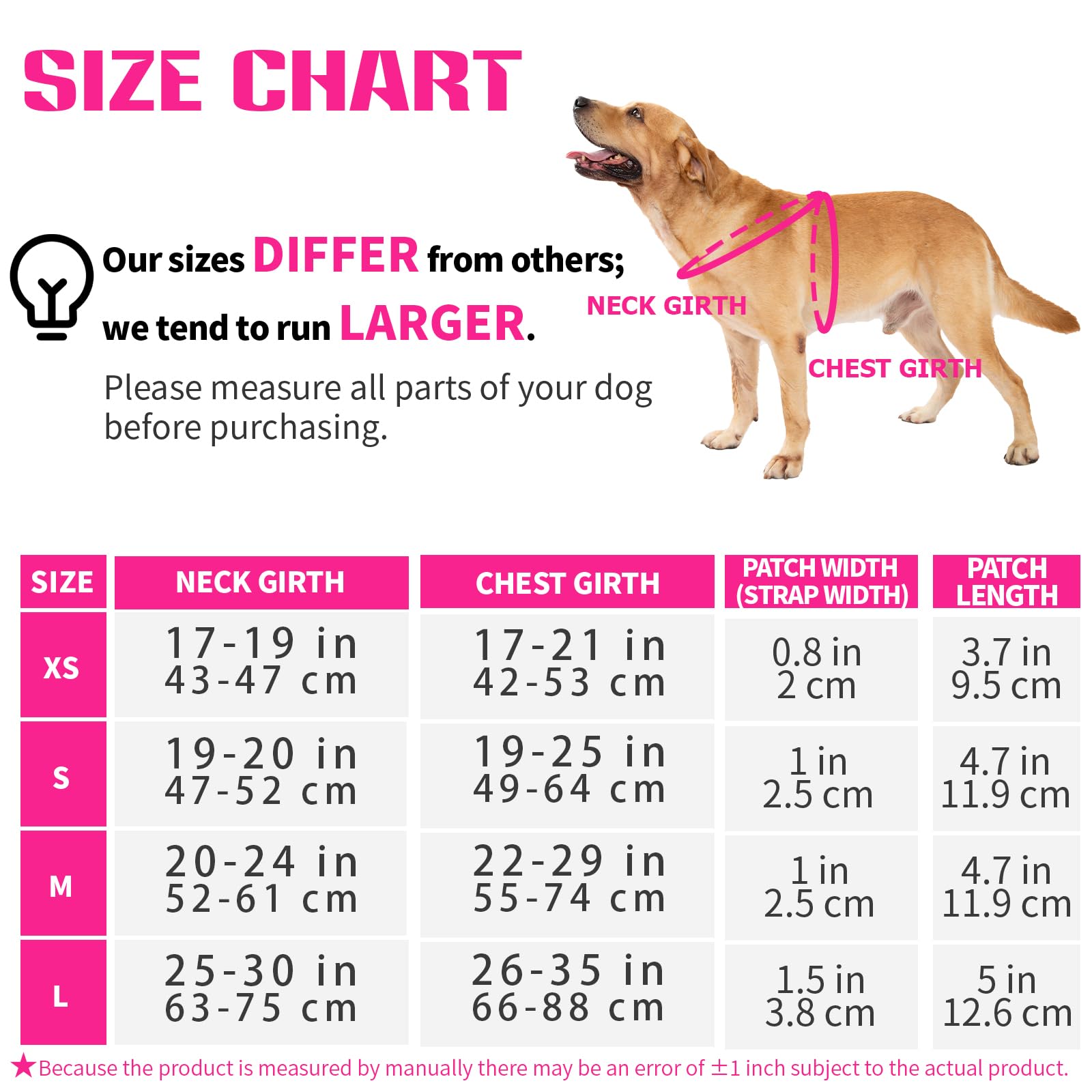 Hundegeschirr, Diensthundegeschirr, Norwegergeschirr Hund, Sicherheitsgeschirr mit 4 reflektierenden Aufnähern, Verstellbar, Griff, für Spaziergänge, Training und Laufen (Rosa, S)