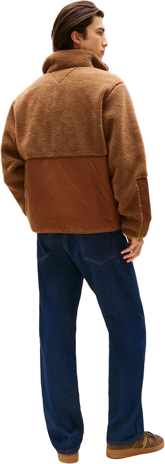 Tommy Jeans Men's Lightweight Mixed Teddy Jacket With Embroidered Logo