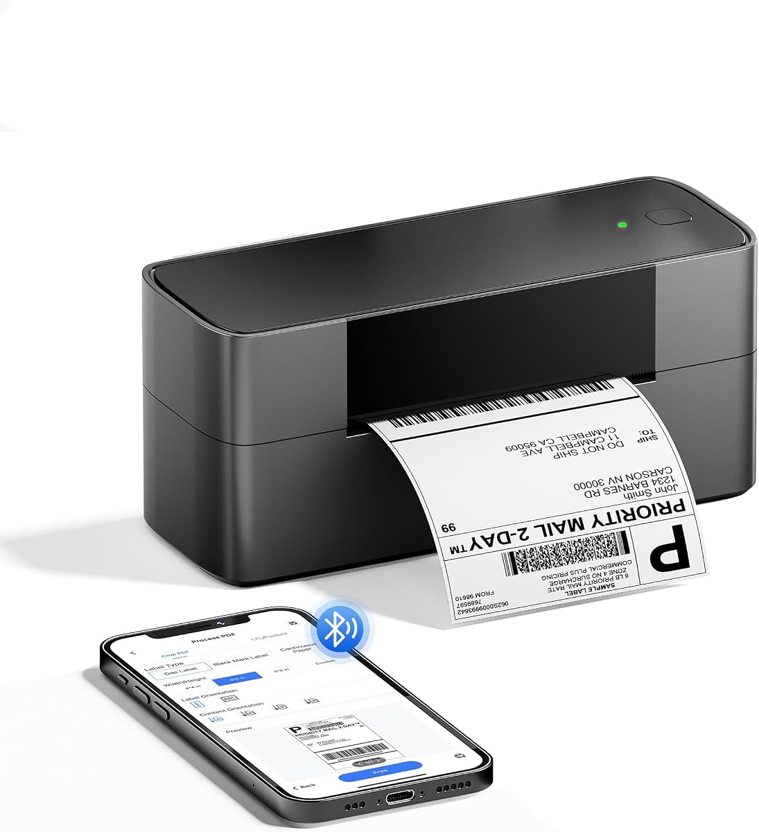 Impresora de etiquetas de envío Bluetooth Itari 4x6 para pequeñas empresas | Impresora térmica sin tinta 203DPI 4x6, Bluetooth y USB, compatible con iOS, Android, Windows, Amazon, Shopify, USPS