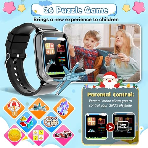 Miniatura 3 de Reloj inteligente para niños de 3 a 12 años, juguetes de aprendizaje con 26 rompecabezas, cámara táctil HD de 1.44 pulgadas, video, música, historia