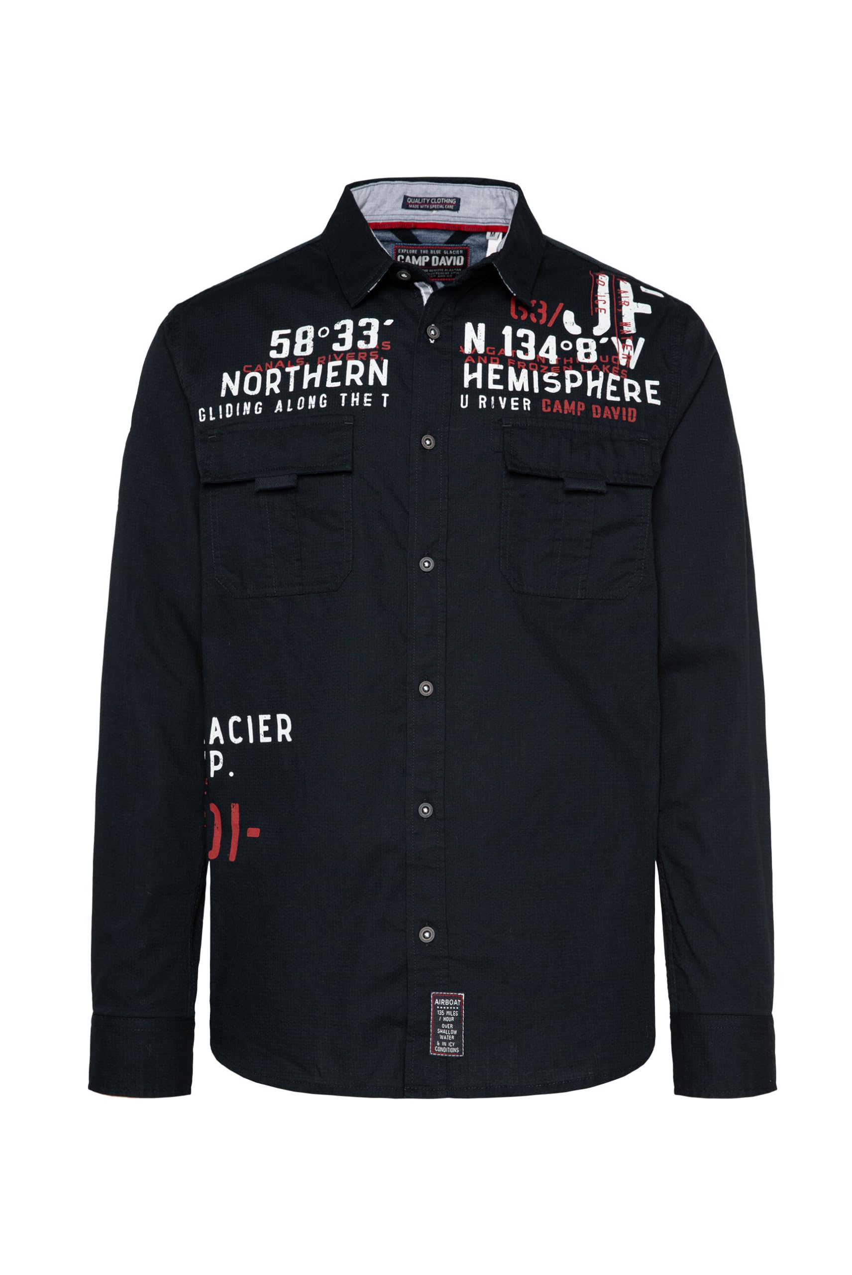 Chemise Homme Col Montant Avec Poche Poitrine Manches Longues Casual - INSFITY - Bleu clair - Homme - Regular Bleu clair - Prêt-à-Porter