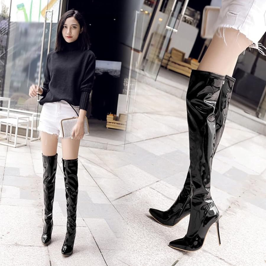 妻ロングブーツ野外