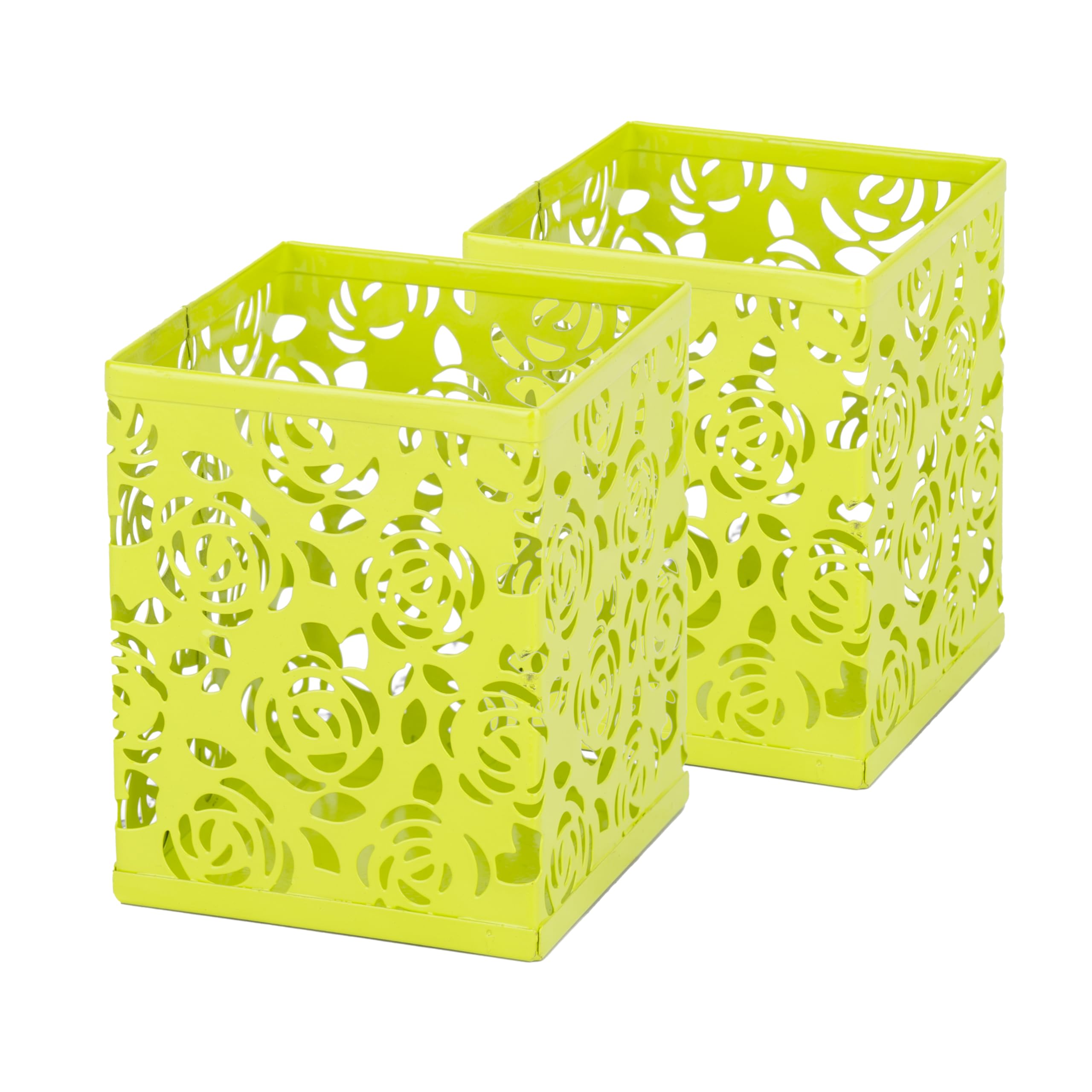 RICOO Stiftebox Stifthalter B003-GNx2 Stifteköcher Metall Stifte Aufbewahrung Halter 2 Stück Pen Holder Stifteaufbewahrung Schreibtisch Organizer Büro Desk Schreibtischorganizer Stiftebecher Grün