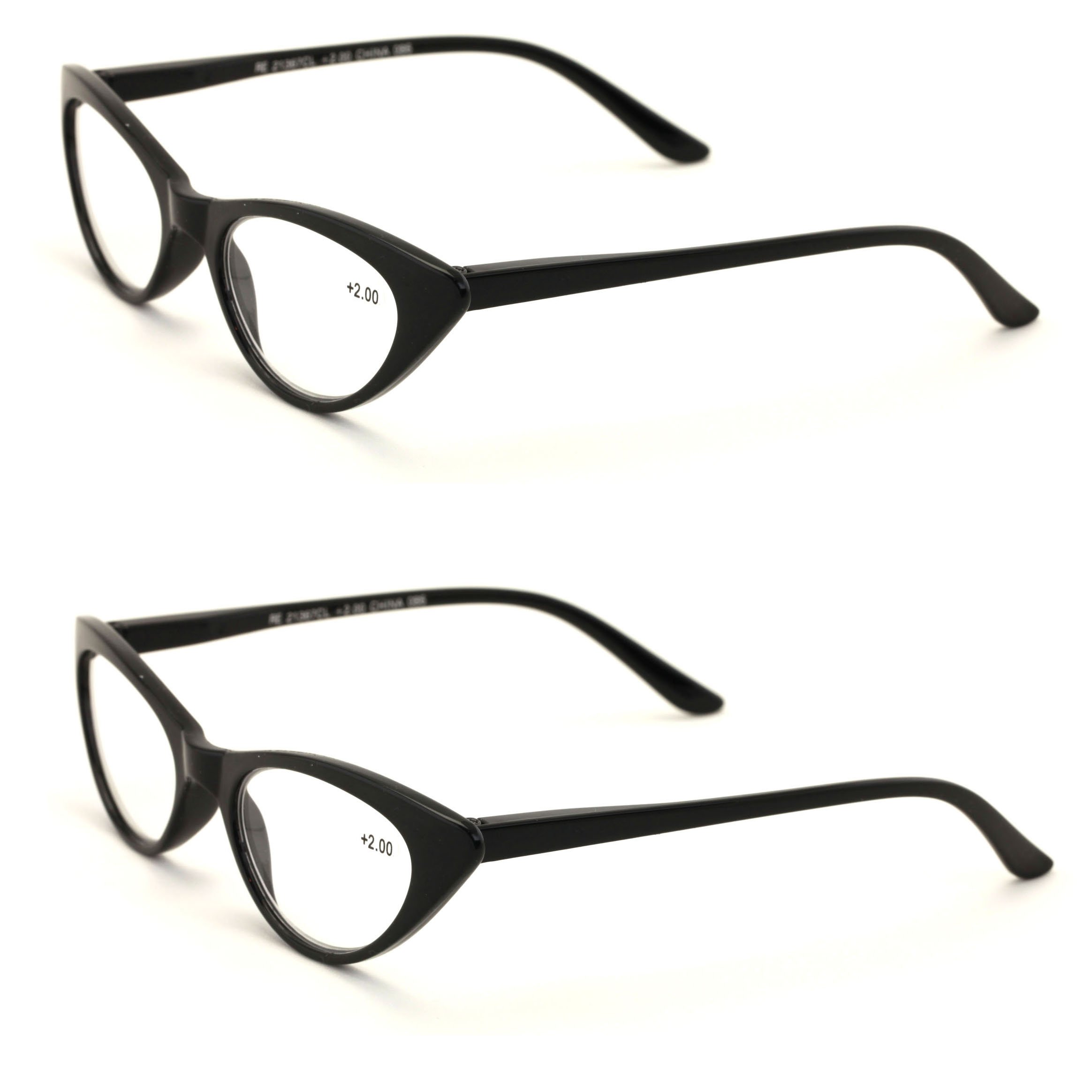 Cateye Deluxe Epoca Lettori Occhiali Da Lettura (2 Neri, 3.00)