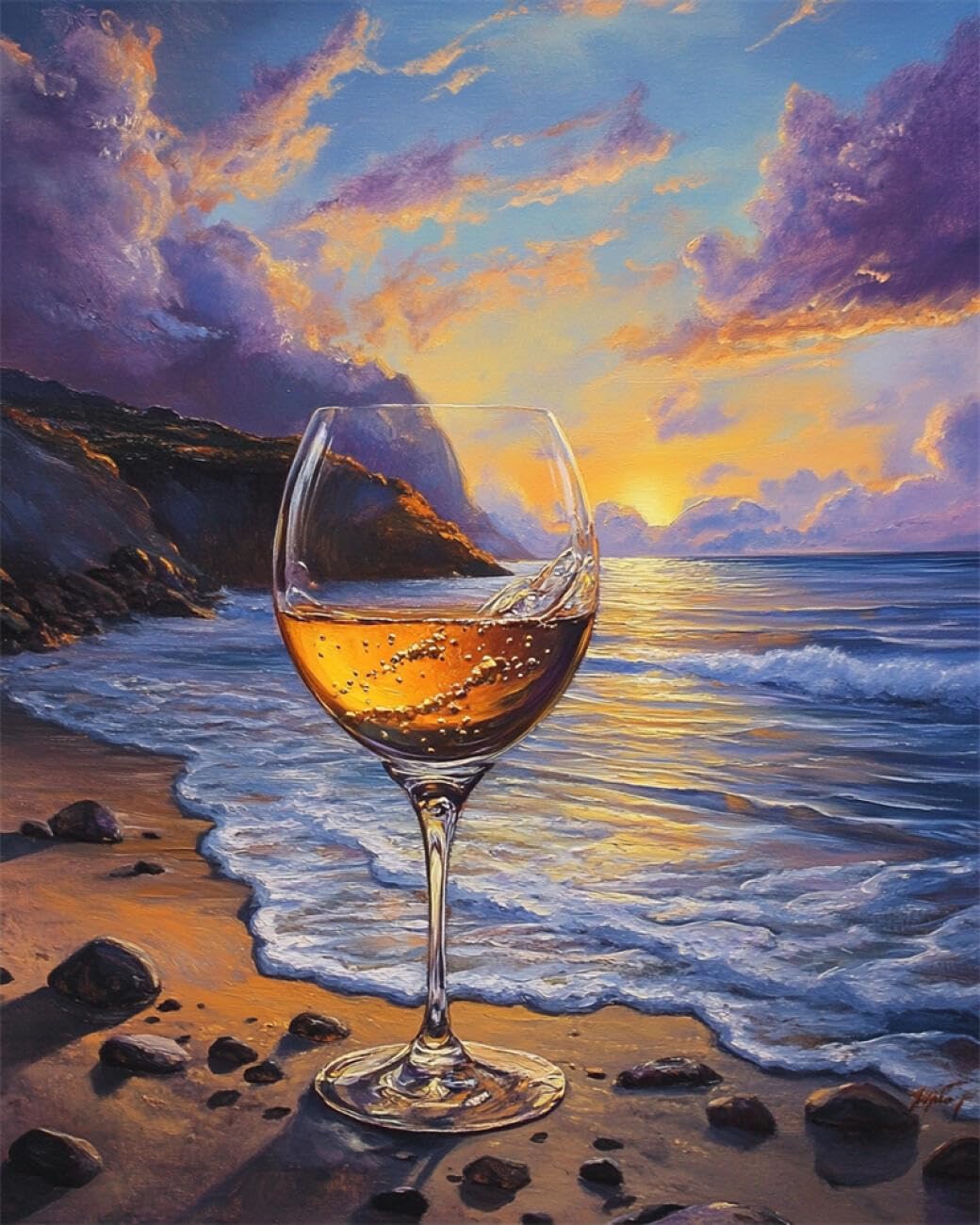RKFLGEW DIY Bead Embroidery Kit Beach Cup 30x40cm
