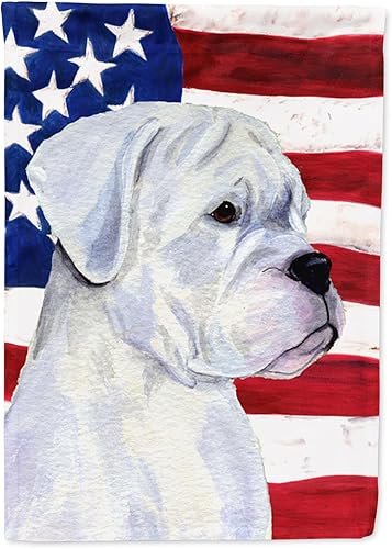 Miniatura 83 de Caroline's Treasures SS4017GF Bandera de Estados Unidos con Bulldog Inglés para jardín, bandera decorativa para patio exterior, patio, parterres,