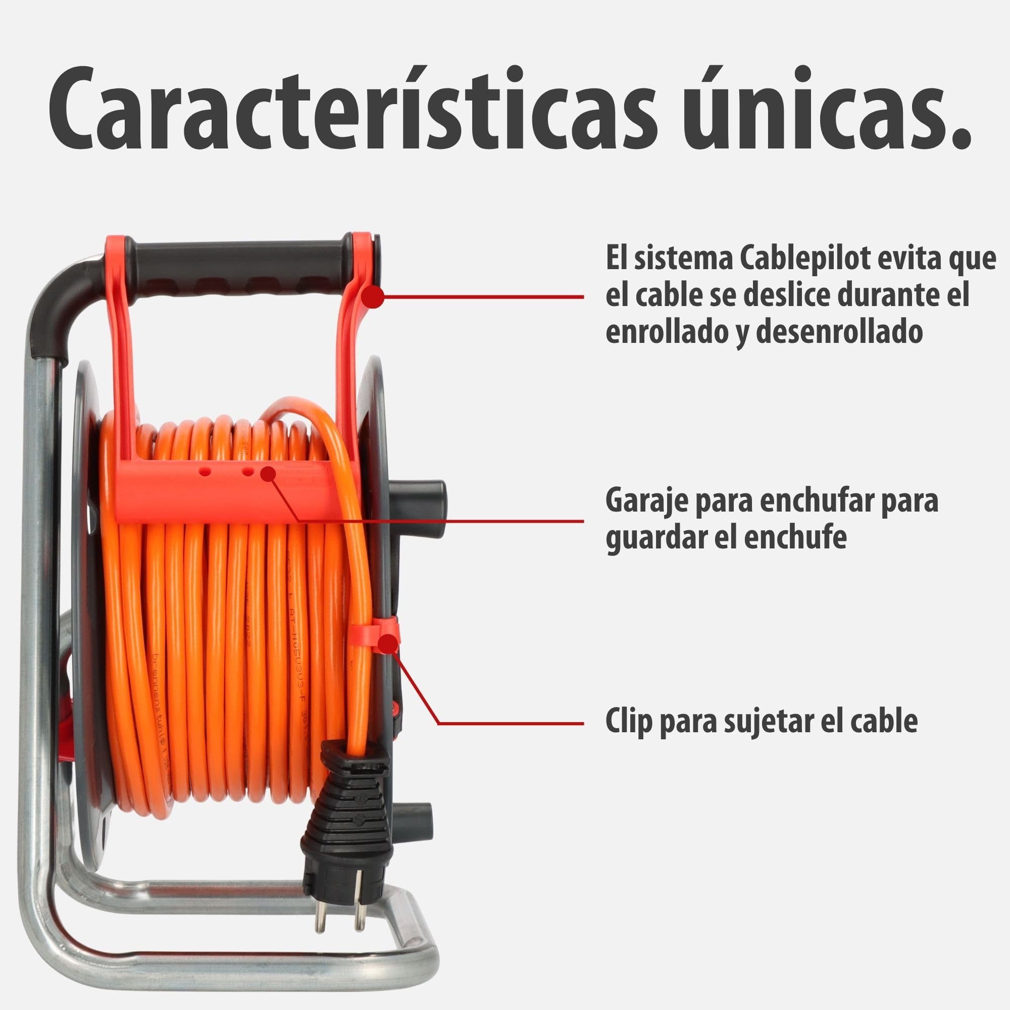Brennenstuhl Garant V2 IP44 Enrollacables 25m exterior (Fabricado en Alemania, 3 conexión a tierra-enchufes, protección contra sobrecalentamiento, uso a corto plazo en exteriores)