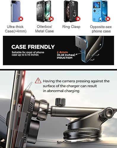 Miniatura 9 de CHGeek Cargador inalámbrico de coche con soporte para teléfono, soporte de teléfono de carga rápida de 15 W, soporte de teléfono con abrazadera
