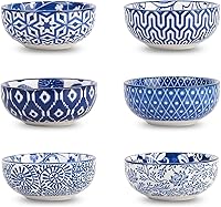 Selamica Ceramic Mini Dipping Bowls Set of 6 - 3 Inch Vintage Blue Soy Sauce Dishes for Sushi, Appetizers, BBQ, Meal Prep