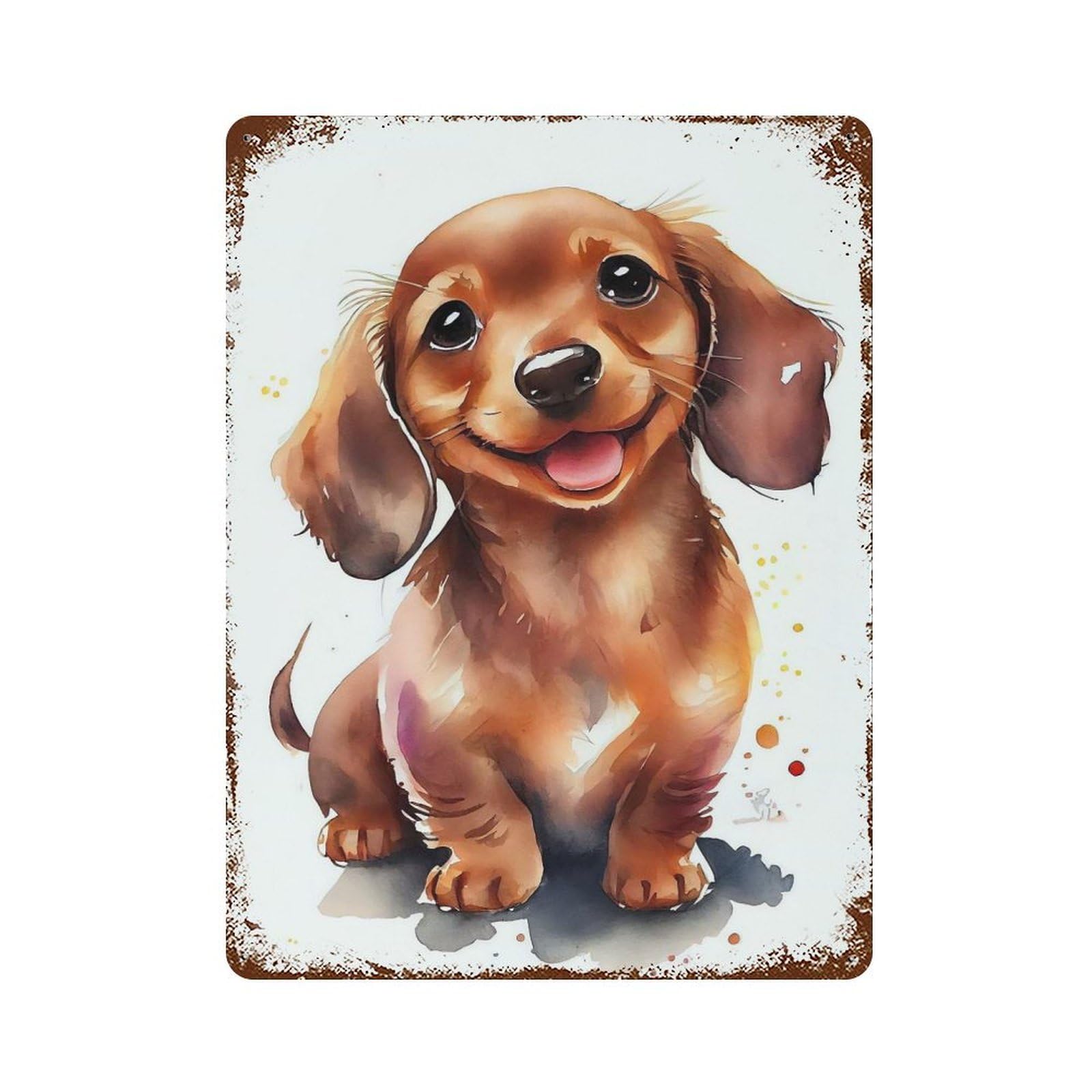 Garage Style Dachshund Watercolor Distressed Metal Wall Sign 15.7"x11.8", Vintage Wall Decor for Bar And Workshop