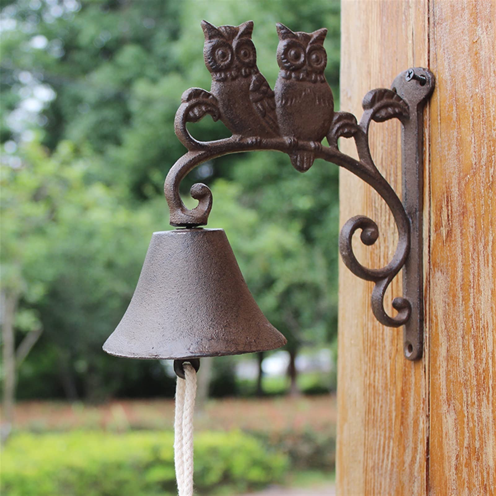 doorbell, Wall Hanging Doorbell Rustic Owl Cast Iron Hand Cranking Bell Vintage Home