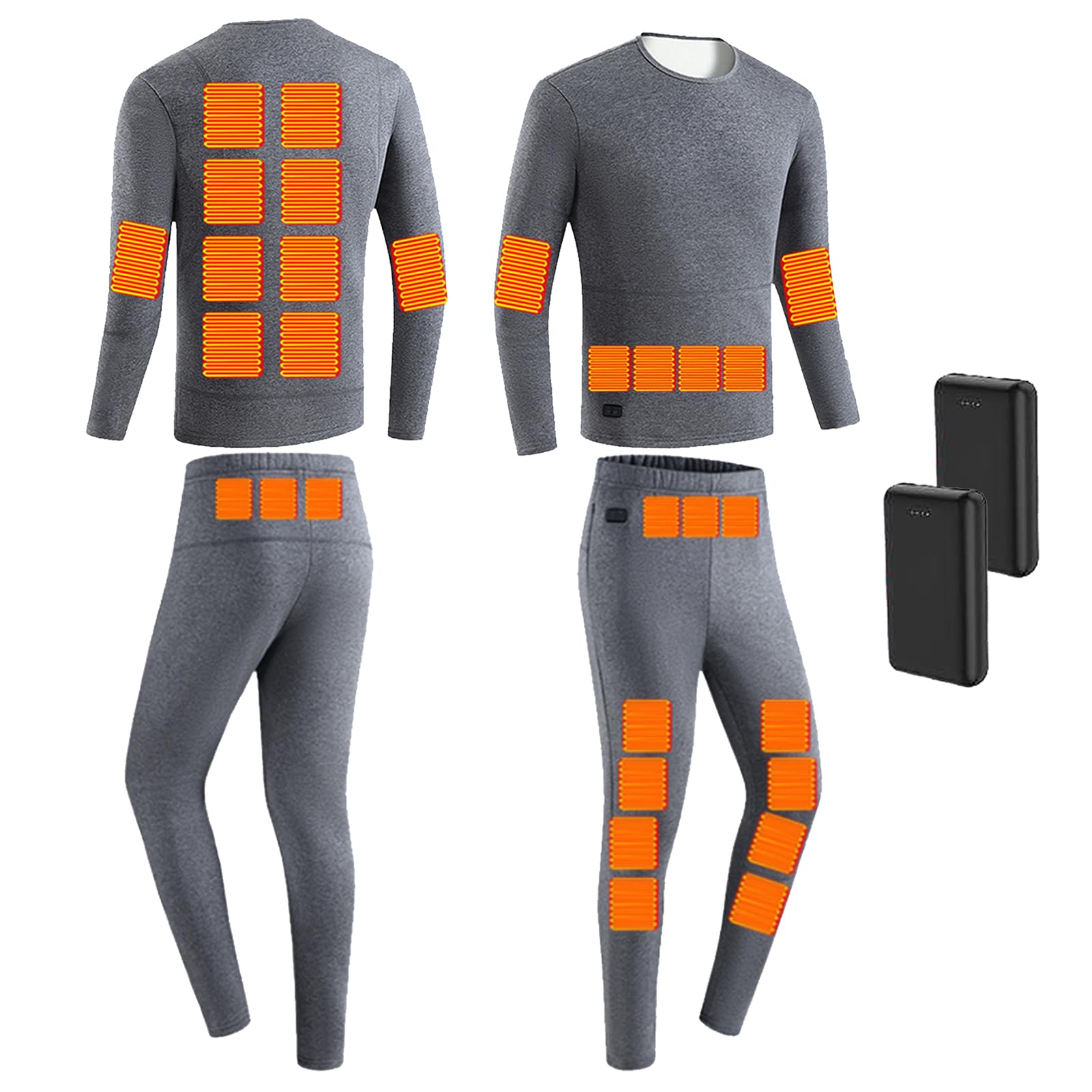 Hombres Mujeres Conjunto De Ropa Interior Calefactada, Inviernos Calefacción Exterior De 30 Zonas Térmicas Y Pantalones Protección contra El Frío, con Batería