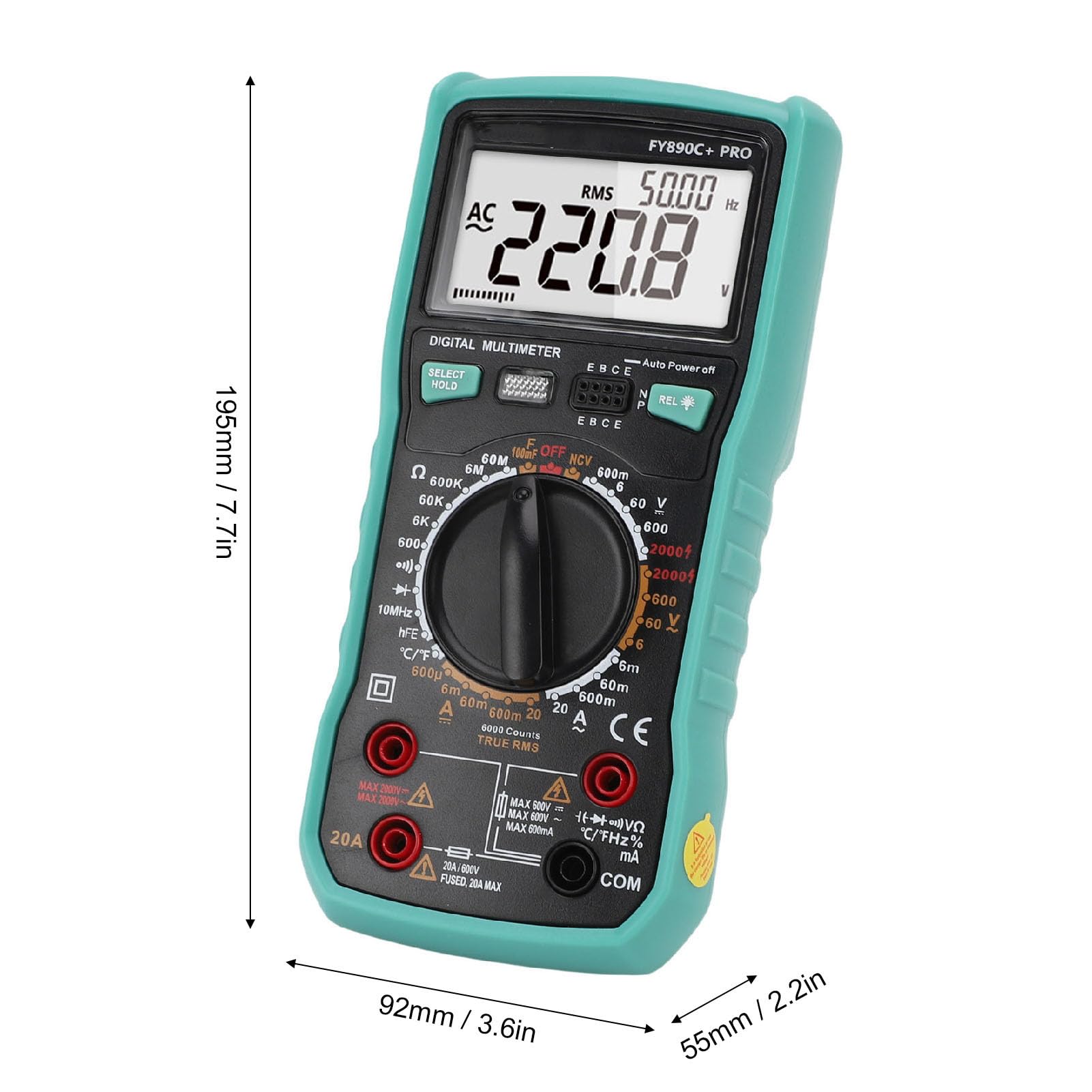 Multimetro digitale 6000 conteggi, tester di precisione per manutenzione elettrica, design intelligente anti-scottatura, misurazione della tensione