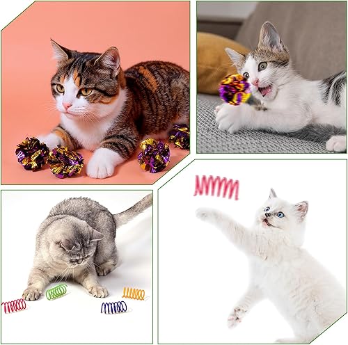 Miniatura 4 de 30 piezas de juguete arrugado para gatos y resortes para gatos, juguetes interactivos para gatos de interior, gatitos, ejercitar, jugar,