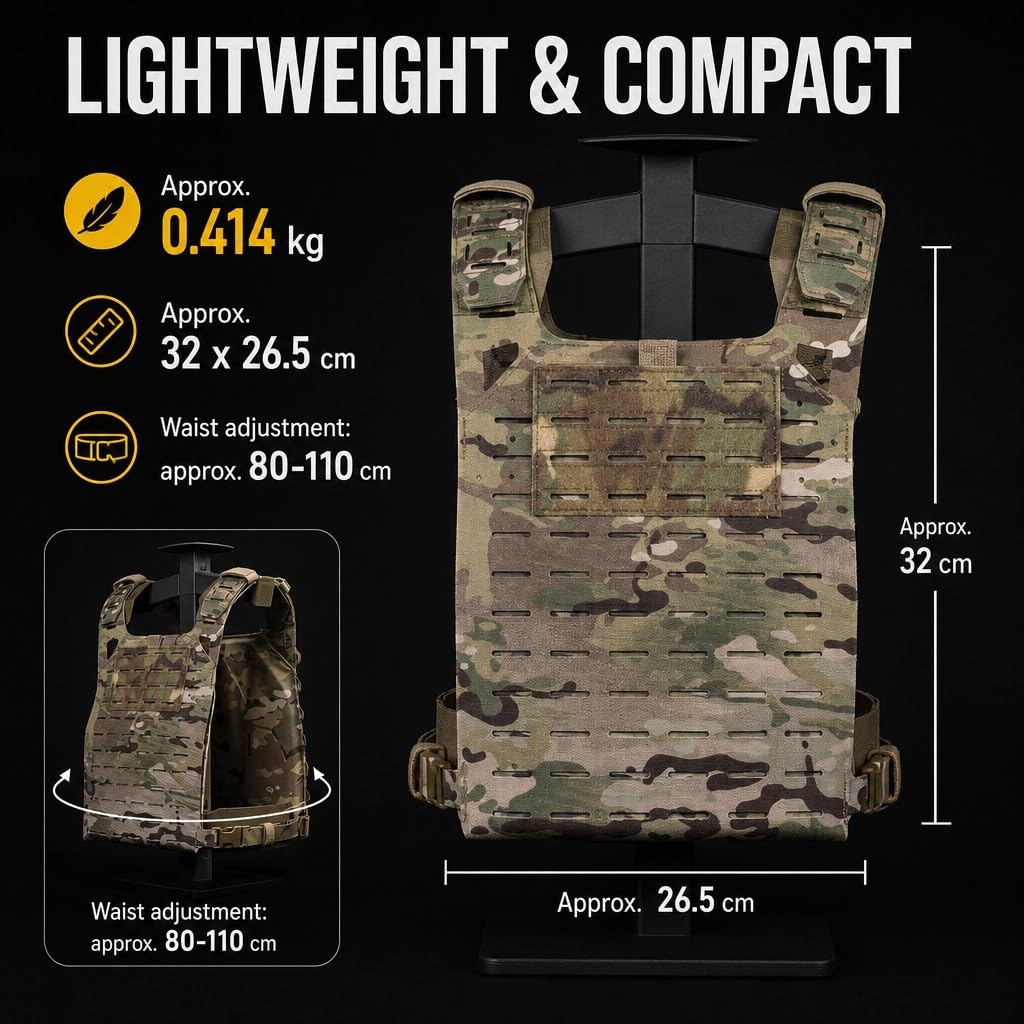 Chaleco Táctico SF V2 Molle Ligero Ajustable Con Bolsa De Almacenamiento Y Asa Rescate, Compacto For Exteriores