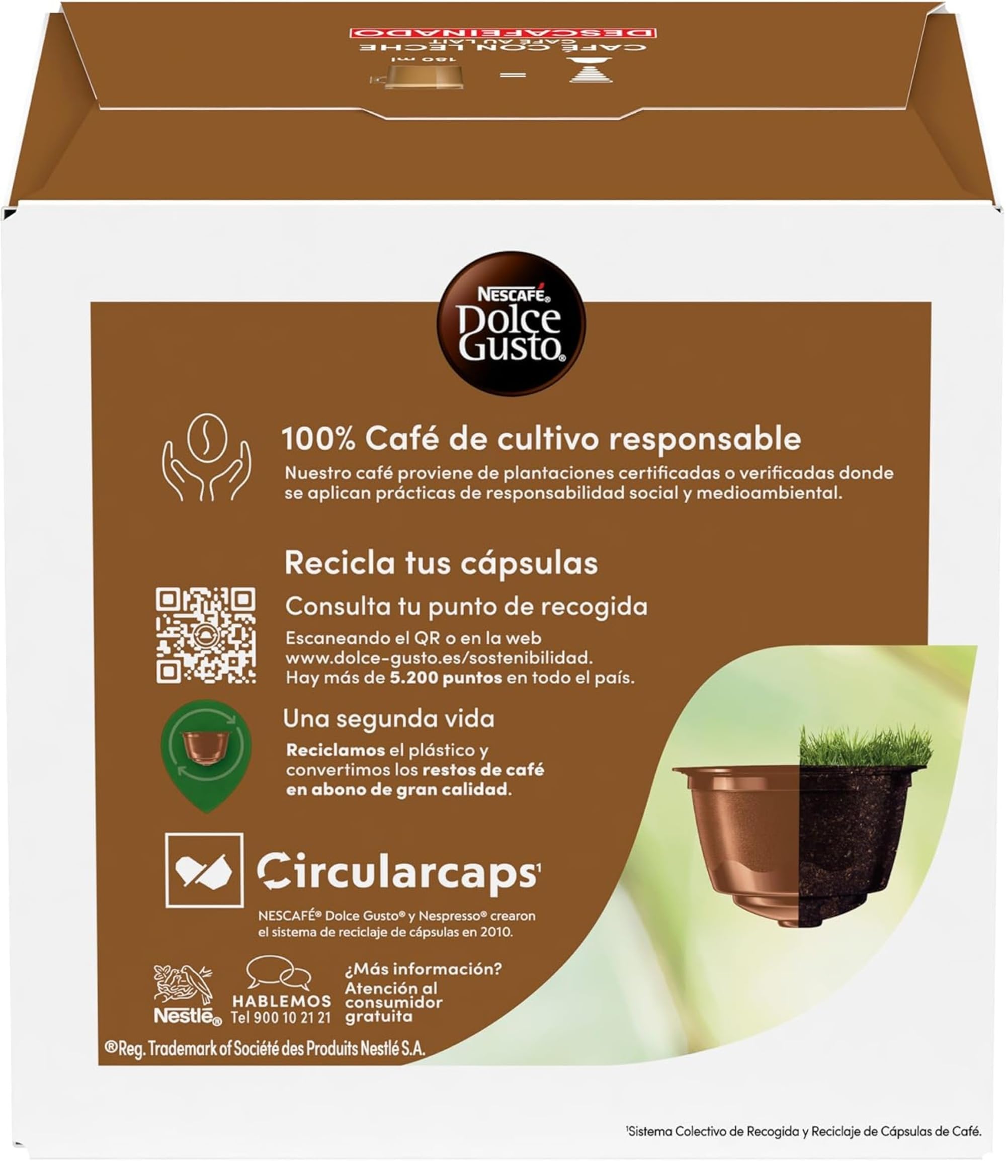 NESCAFÉ Dolce Gusto Café con Leche descafeinado - Cápsulas de Café, 90 Cápsulas (3 x 30)