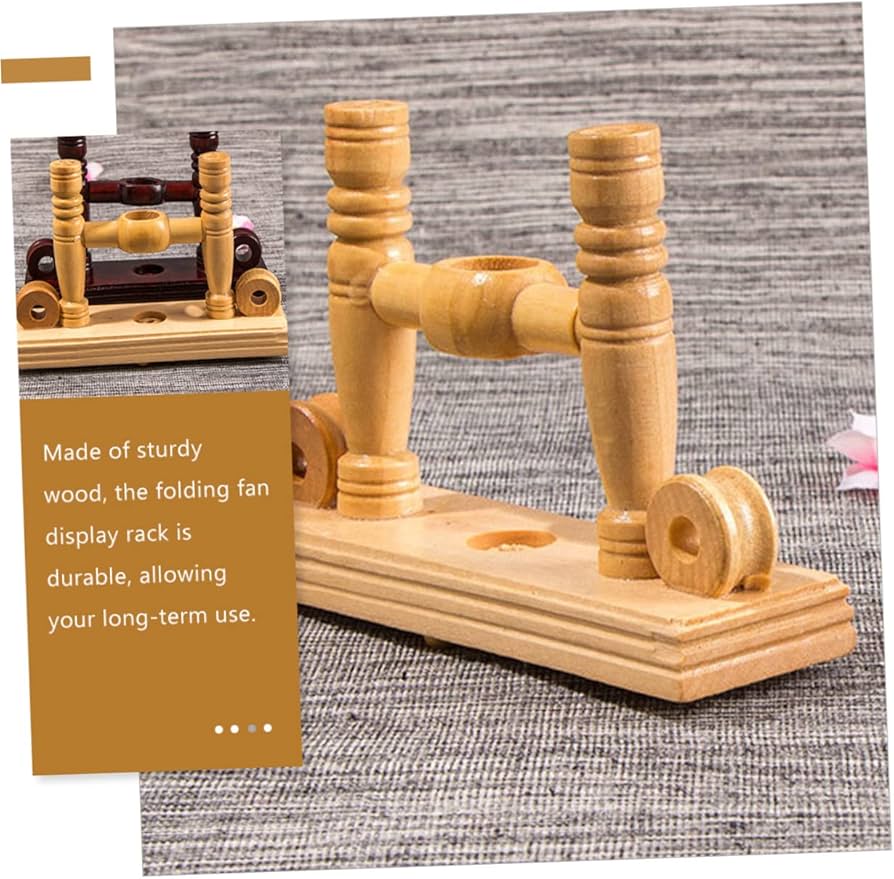 Supporto Per Ventaglio Giapponese In Bambù - Set Da 3 Pezzi Con Base In Legno, Ideale Per Esposizione E Collezionismo