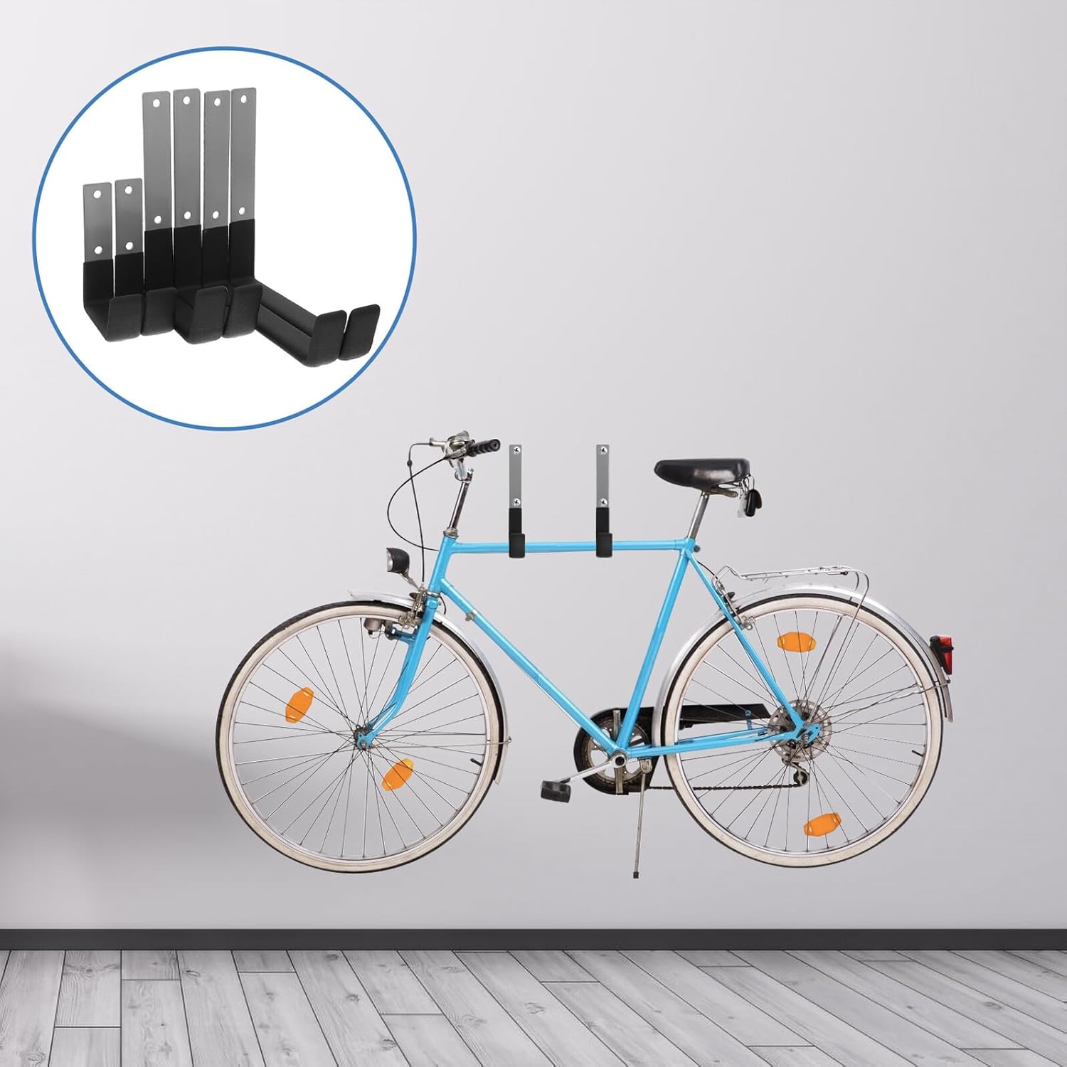 6pcs Heavy Duty Steel Wall Mounted Hooks with Anti-Slip Coating for Garage Storage Versatile Utility Hangers for Bicycles Hoses Tools and Equipment Organization