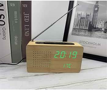 Amazon.co.jp: ラジオの目覚まし時計、木音声管理、調節可能な