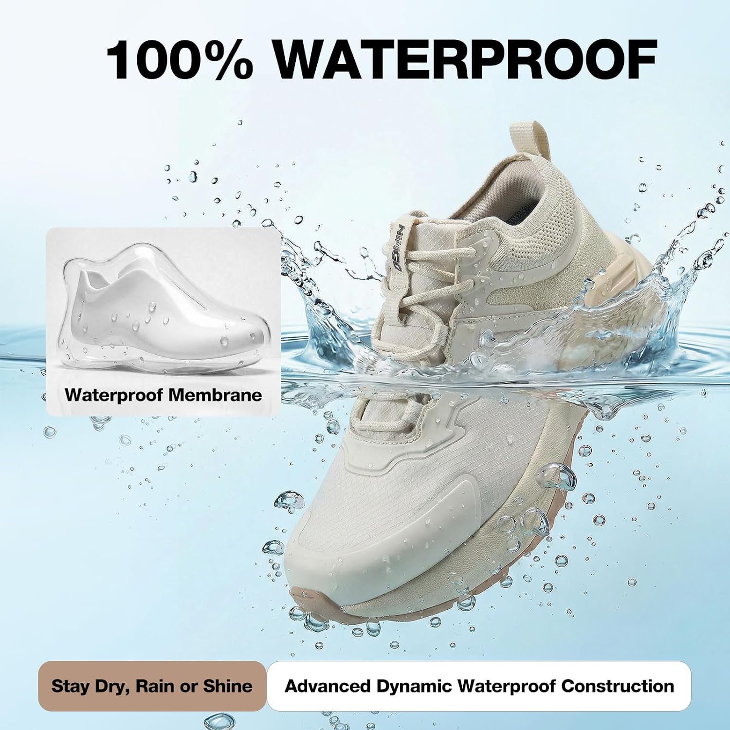 NINGO Women's Waterproof Hiking Shoes, Lightweight Non Slip Outdoor Trail Sneakers for All-Day Comfort, Breathable Work Shoe for Walking, Running, Camping, Climbing, Backpacking