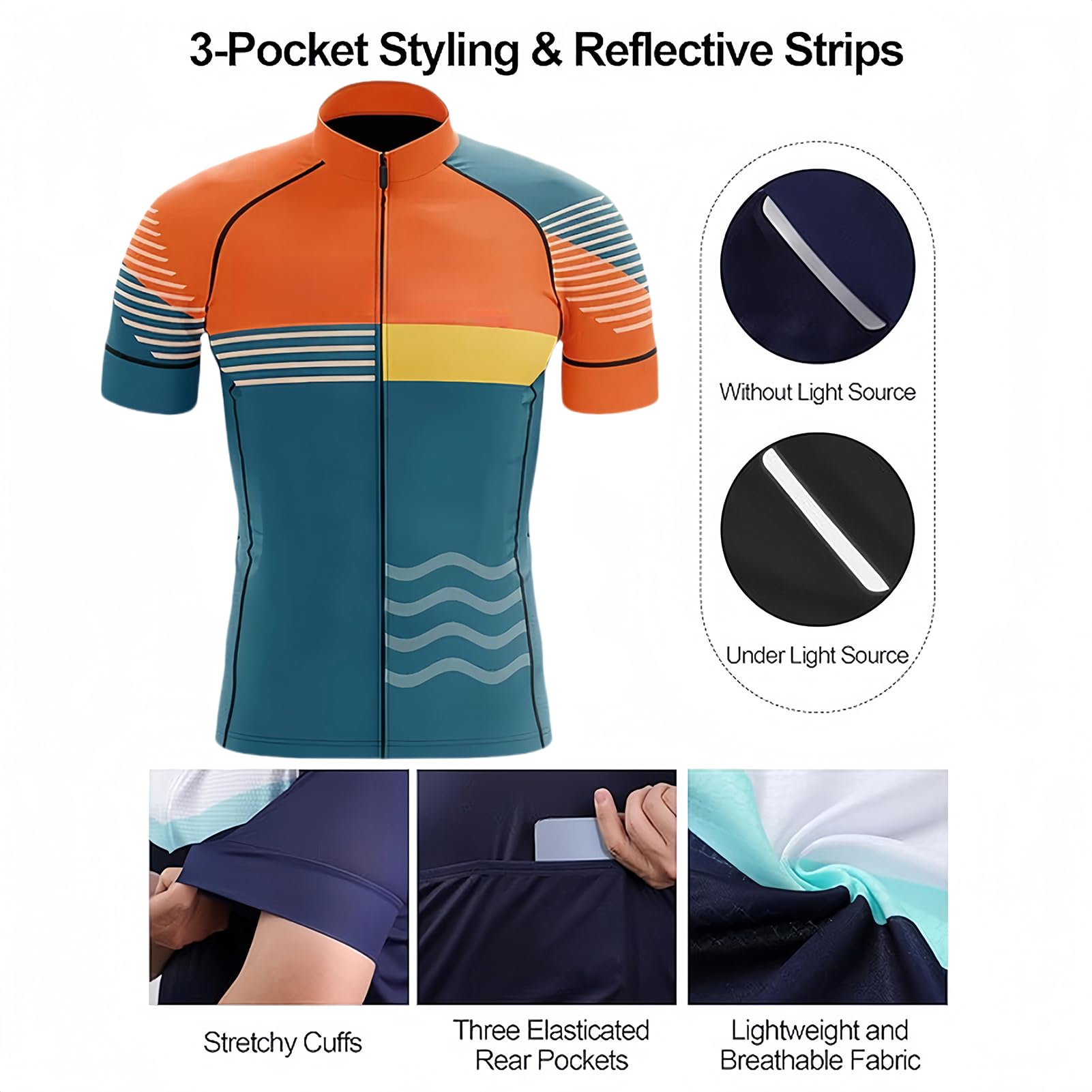 Ensemble Maillot de Cyclisme pour Homme, Vêtements Velo Été Tenue Cycliste Manche Courte et Cuissard À Bretelle avec 9D Coussin Gel